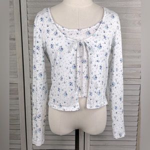 ASOS Cardigan & Cropped Cami Set White Floral-8